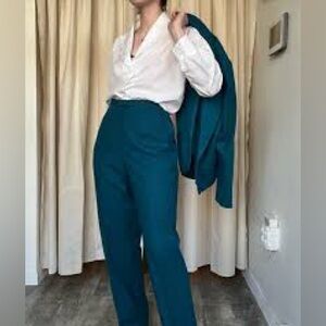 Vintage green High-Waist Straight Leg Pants for Women